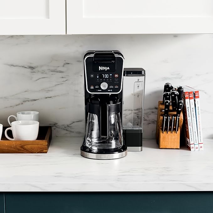 Ninja | Coffee Maker | DualBrew Single Serve System | 4 Brew Styles | Keep Warm Feature & Buit- In Frother | 14 Cup Glass Carafe & Removable 70oz Water Reservoir | Black | CFP451A