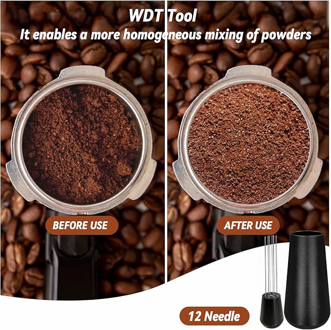 Espresso Hand Tamper 51mm, Coffee Tamper with WDT Tool Calibrated Spring Loaded, Hand Tampers with Silicone Mat, 100% Flat Stainless Steel Base Tamper for Espresso Coffee Machine