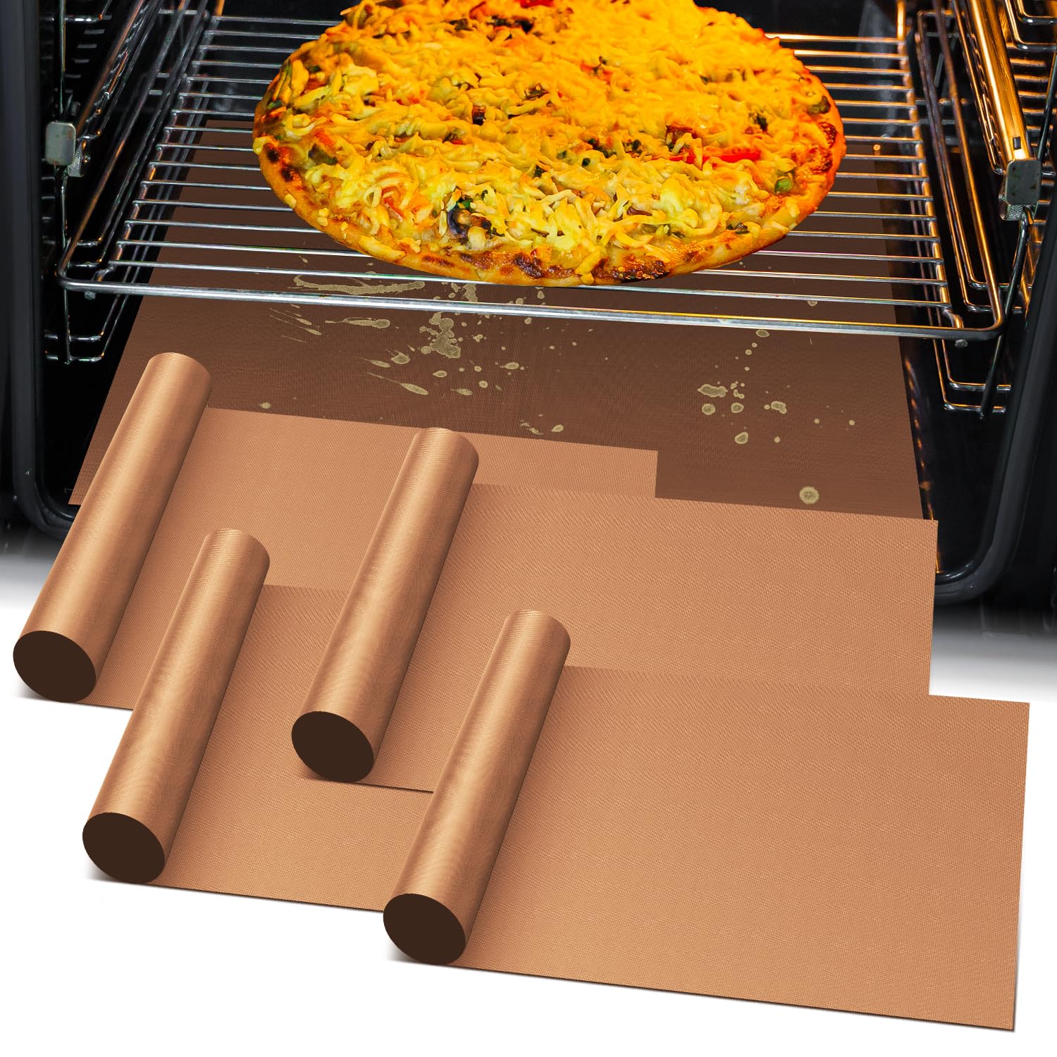 Oven Liners for Bottom of Oven-23.6"x 15.7" Non-Stick Electric Oven Cover for Stovetop,Toaster Oven Drip Liner, Heat Resistant Grill Baking Mat- BPA & PFOA Free Kitchen Accessory to Keep Oven Clean