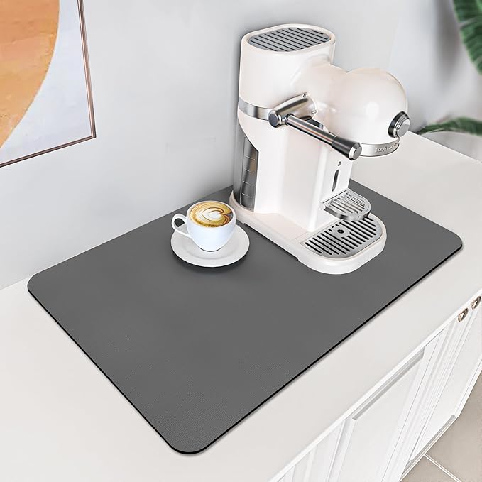 PoYang 24x16 Inch Coffee Mat, Large Dish Drying Mat