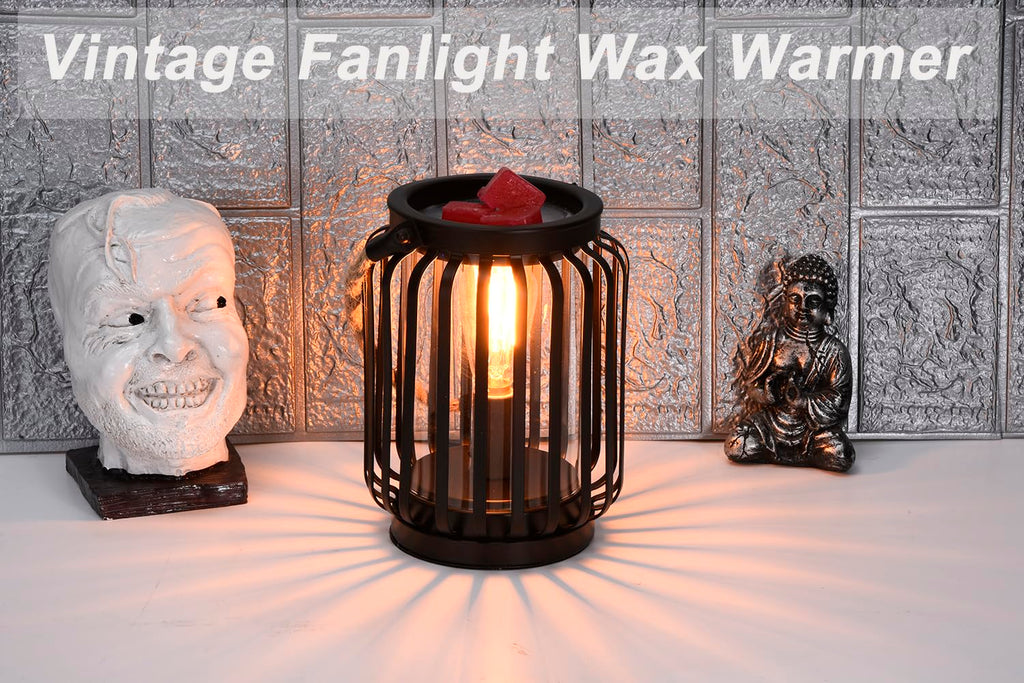 ORJG Electric Wax Warmer,Metal Wax Warmer,Rustic Candle Wax Burner for Aromatherapy Wax, Oil Burner,Fragrance,Home Decoration, Gifts (Lanterns), Black, HLBULB-002