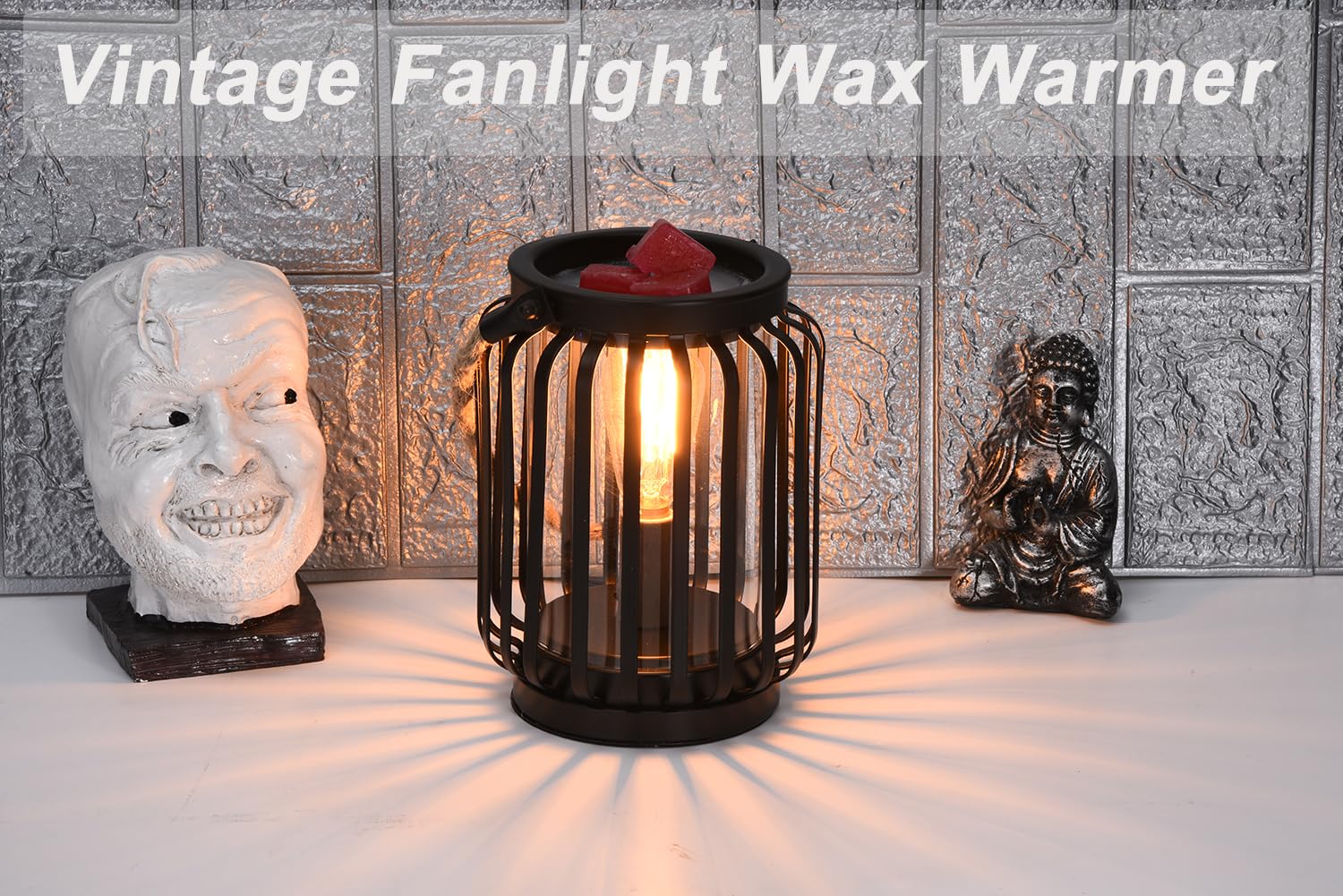 ORJG Electric Wax Warmer,Metal Wax Warmer,Rustic Candle Wax Burner for Aromatherapy Wax, Oil Burner,Fragrance,Home Decoration, Gifts (Lanterns), Black, HLBULB-002