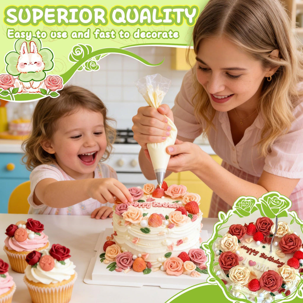 Hendiy 7 Pieces/Set Stainless Steel Cake Decorating Tips Set