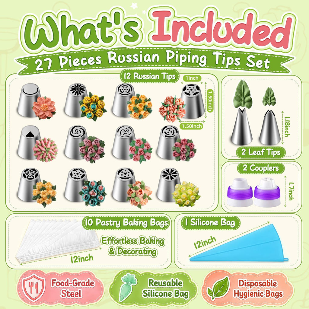 Suuker 27 Pieces Russian Piping Tips Set