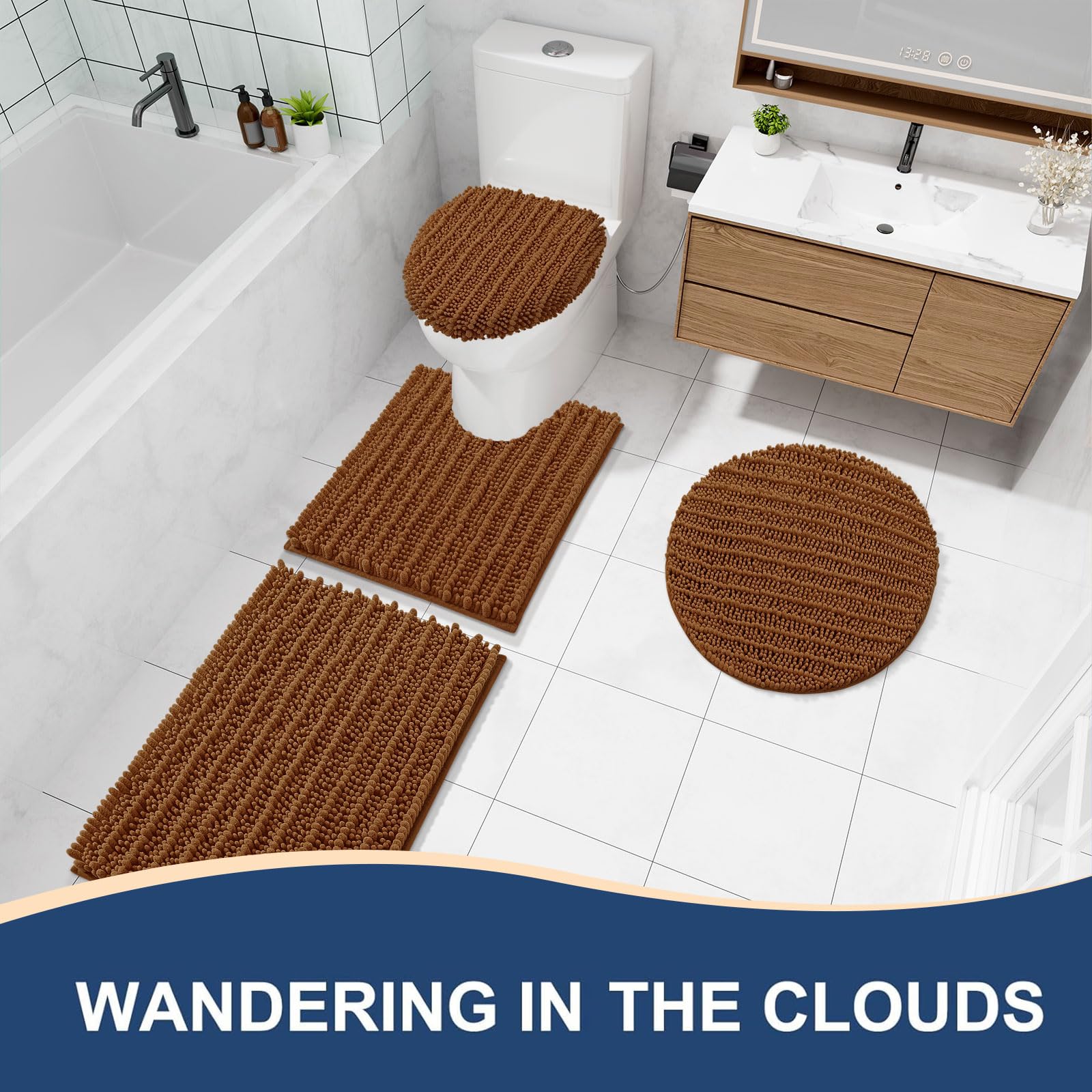 Arotive Bathroom Rugs Mat 24x16, Soft Absorbent Chenille Shaggy Bath Mat
