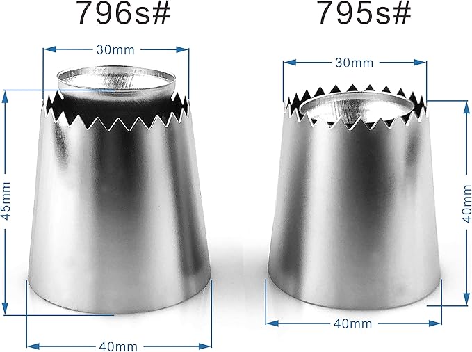 Cake Decorating Set, 2 Pieces Stainless Steel Icing Piping Nozzles Tips Kit with Reusable Piping Bag - Christmas Birthdays Anniversary Wedding Cakes Cookies Dessert Pastry DIY Making Tools