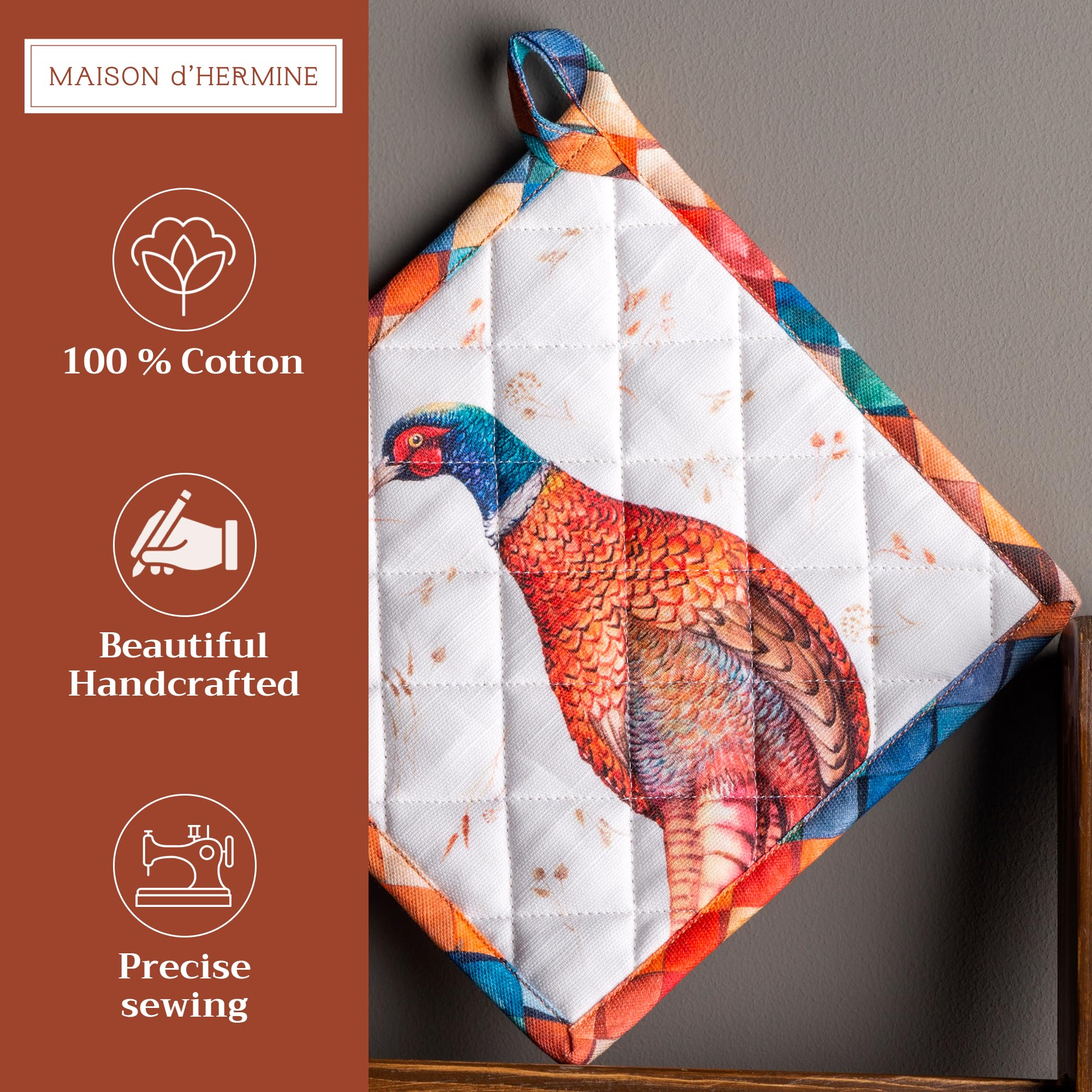 Maison d' Hermine Pot Holders 100% Cotton Potholders (8" x 8", Pack of 2)