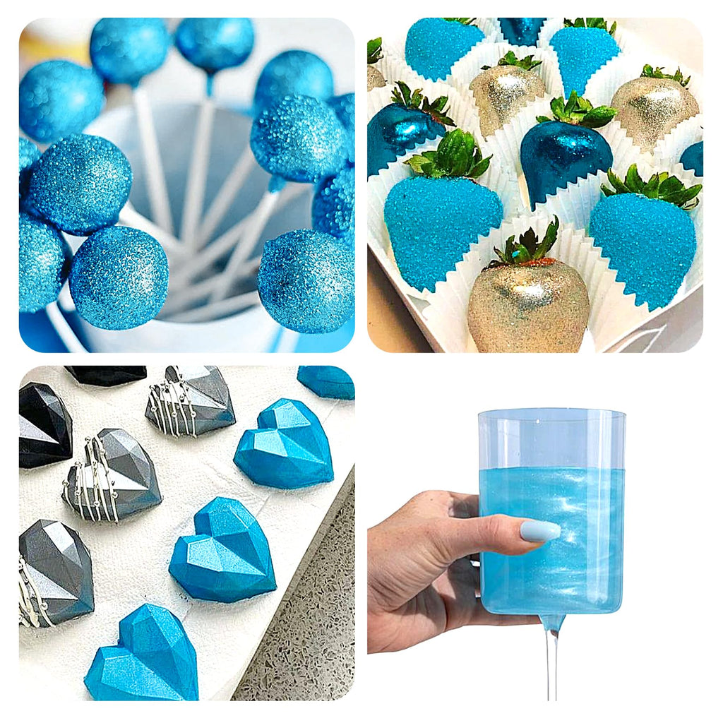 Blue Edible Glitter Spray - 15g Food Grade Blue Luster Dust Shimmer Powder Spray for Cakes, Cookies, Chocolate, Strawberries, Drinks & Cocktails