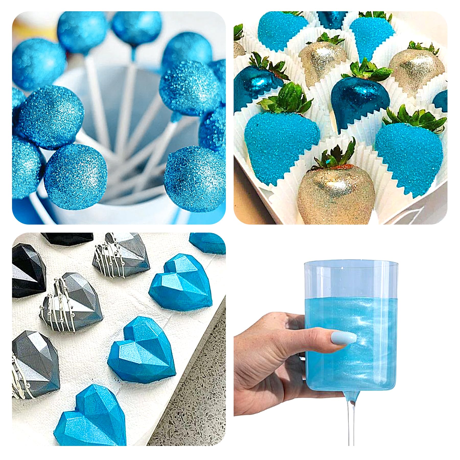 Blue Edible Glitter Spray - 15g Food Grade Blue Luster Dust Shimmer Powder Spray for Cakes, Cookies, Chocolate, Strawberries, Drinks & Cocktails