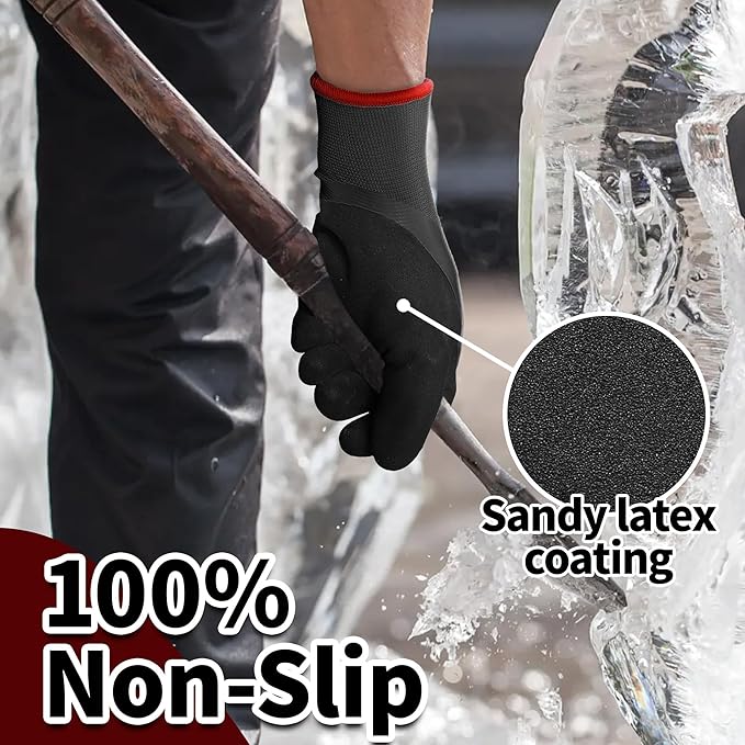 Schwer FreezeGuard Winter Work Gloves, ANSI A2 Cut Resistant Freezer Gloves for Outdoor Cold Weather Keep Hands Warm, Waterproof Gloves for Shoveling Snow, Ice Fishing, L