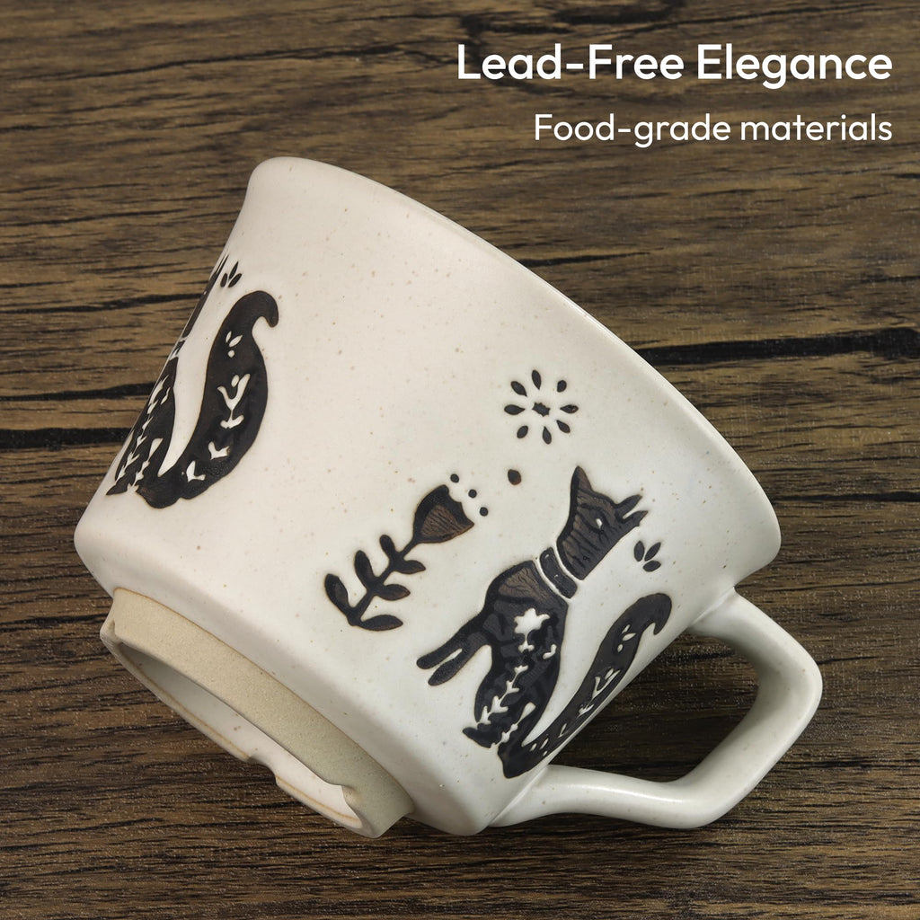 LINVIA 11 oz Ceramic Coffee Mug, Stoneware Teacup with Handle