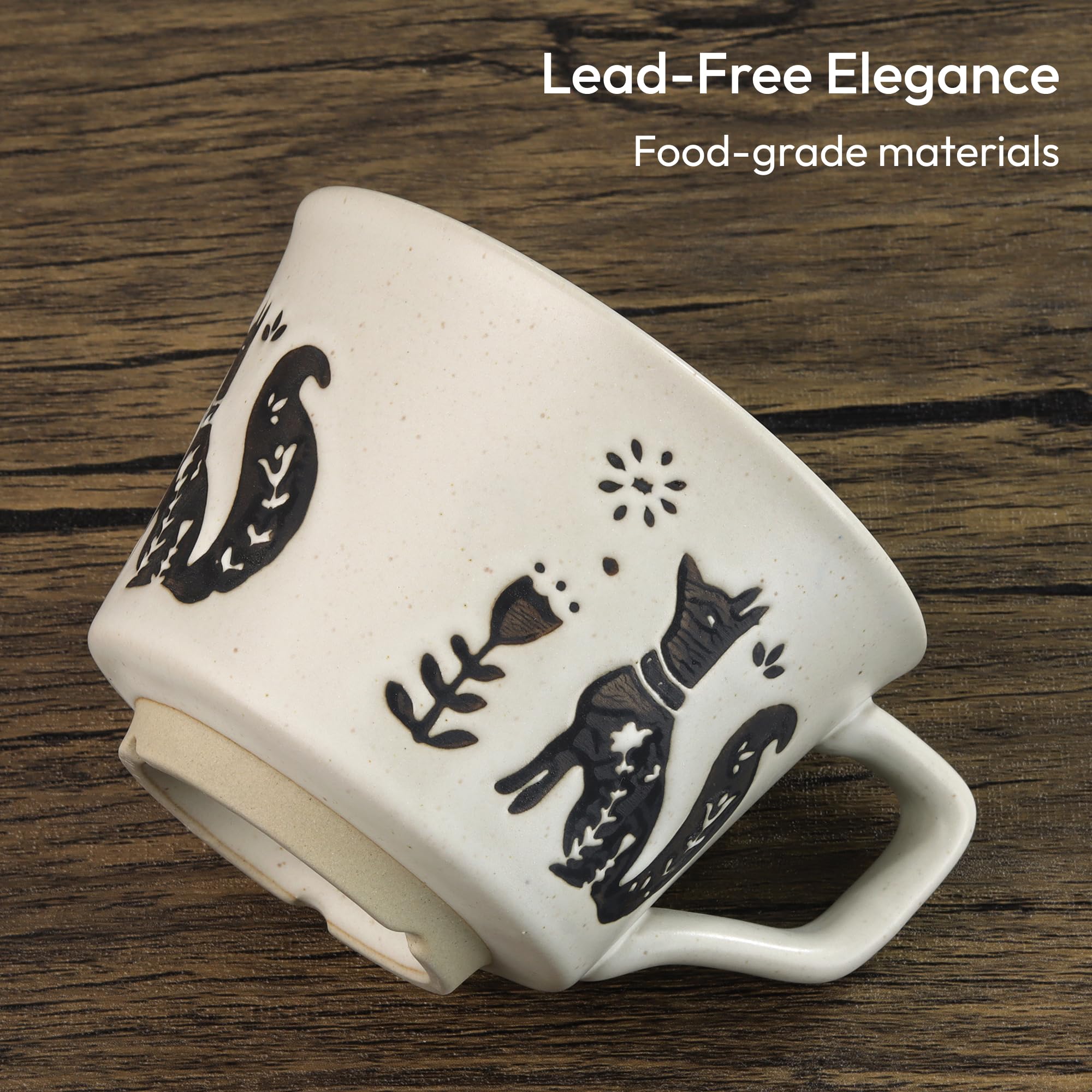 LINVIA 11 oz Ceramic Coffee Mug, Stoneware Teacup with Handle