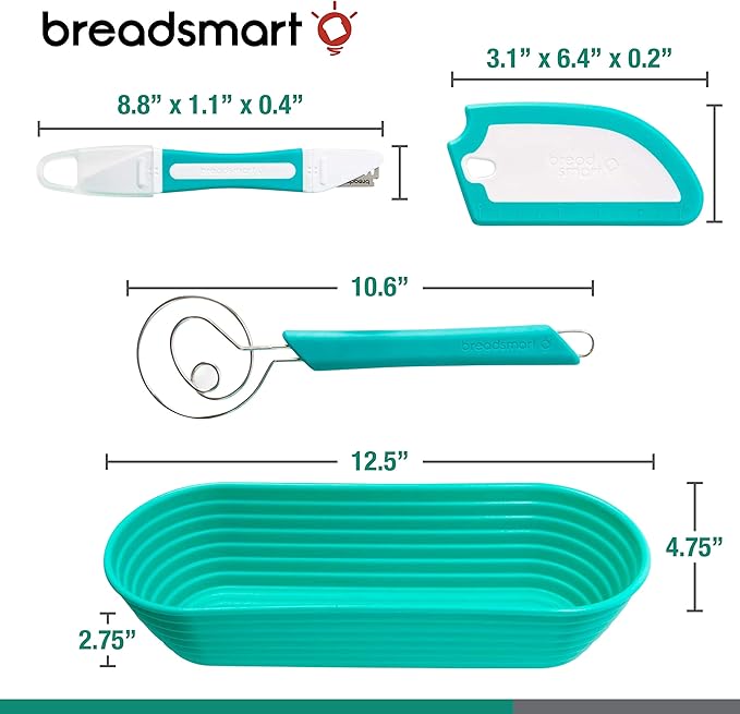 Artisan Bread Making Kit - 5PC Sourdough Bread Baking Supplies Set - Lame, Scraper, Whisk, Banneton Bread Proofing Basket & Cotton Liner