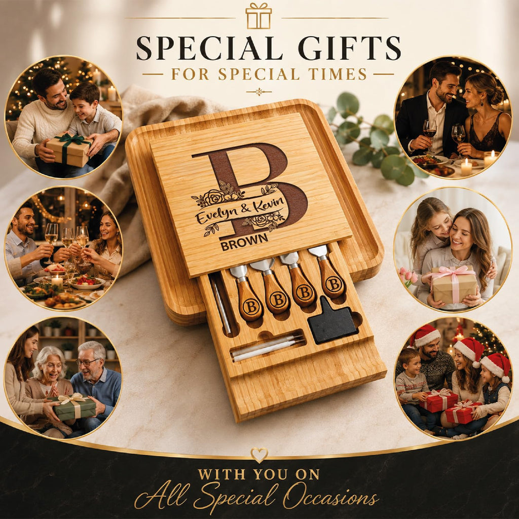 Personalized Charcuterie Board Gifts Set, Custom Large Cheese Board, Charcuterie Board for Wedding, Anniversary, Birthday, Housewarming, Engagement, Party, New Home Gift Couple, Fathers Day, Christmas