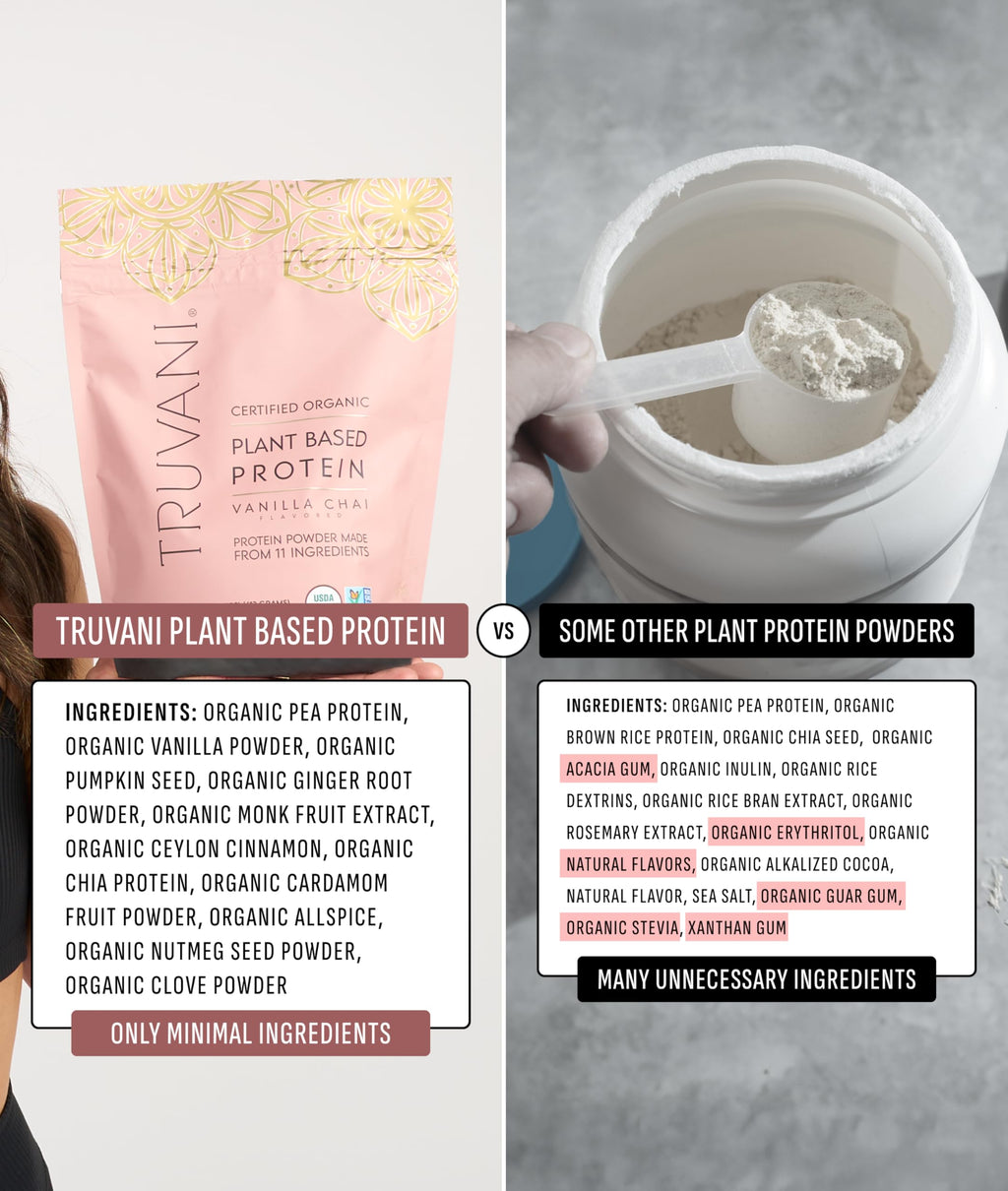 Truvani Organic Plant Based Protein Powder | Vanilla Chai | 10 Servings