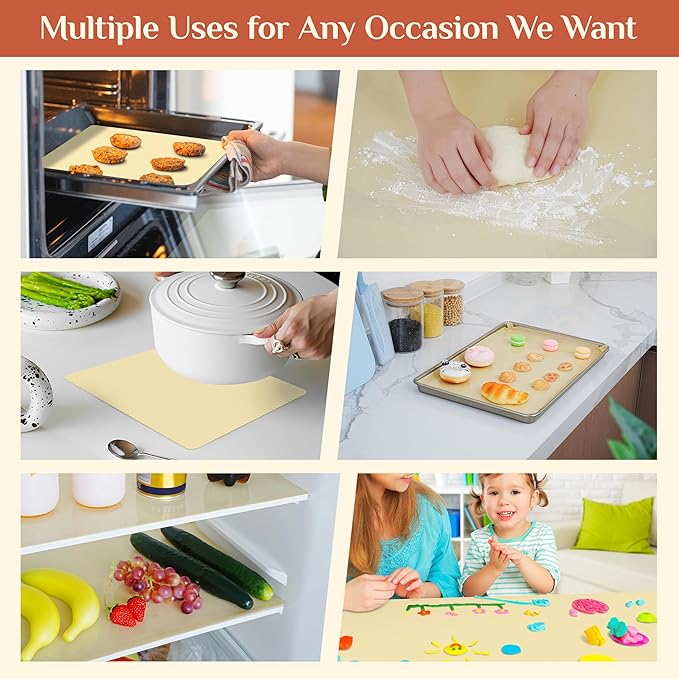 Silicone Baking Mat, 12 IN x 10 FT Free Cutting Baking Sheet,Non-Stick Reusable Dough & Pastry Mat,Non-Slip Silicone Mat Roll for Air Fryer Liner,Freeze Dryer,Oven Baking Pan,Kitchen Counter