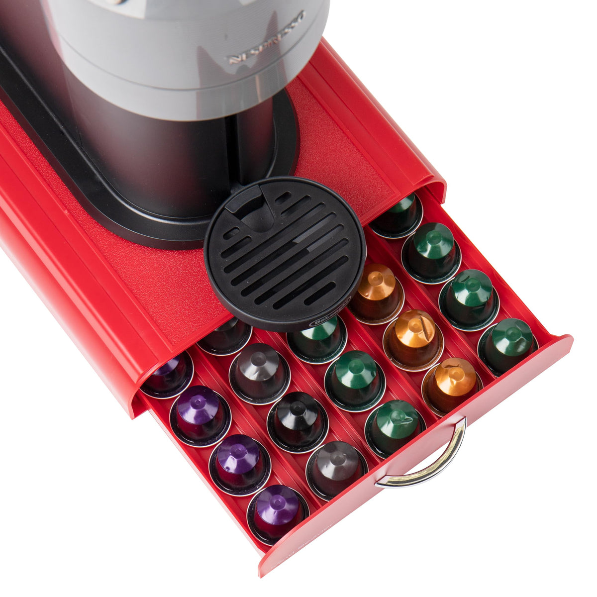 Mind Reader Nespresso Compatible Capsule Drawer, Countertop Organizer, Coffee Pod Holder, Storage, 9.25"L x 15"W x 2"H, Red