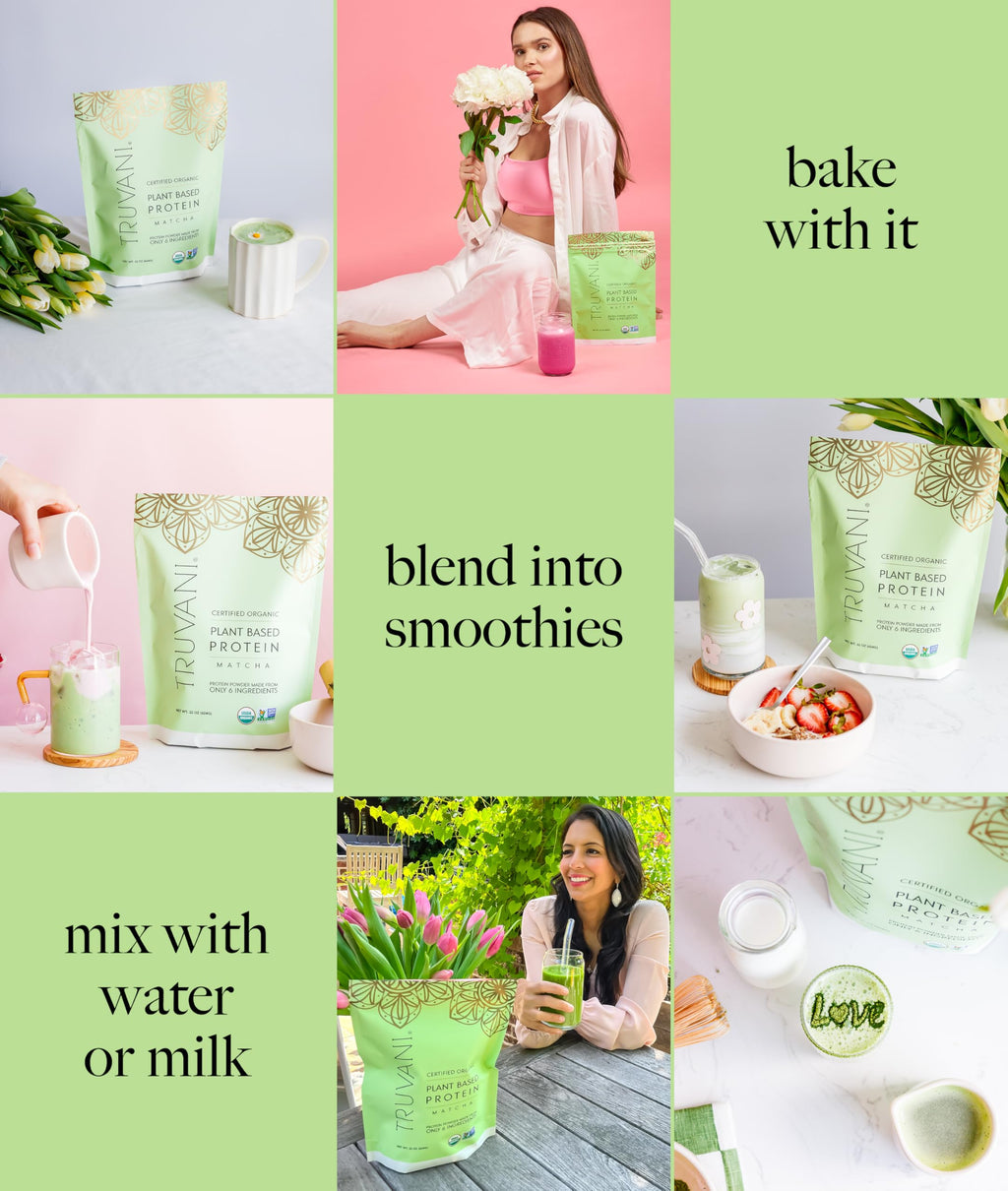 Truvani Organic Plant Based Protein Powder | Matcha | 1 Serving