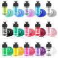 Edible Glitter - 15 Popular Colors Edible Glitter for Cocktails, Food Grade Luster Dust, Iridescent Shimmer Powder for Cake Decorations, Drinks, Baking, Dessert - 3 Particle Sizes - 5g/Bottle