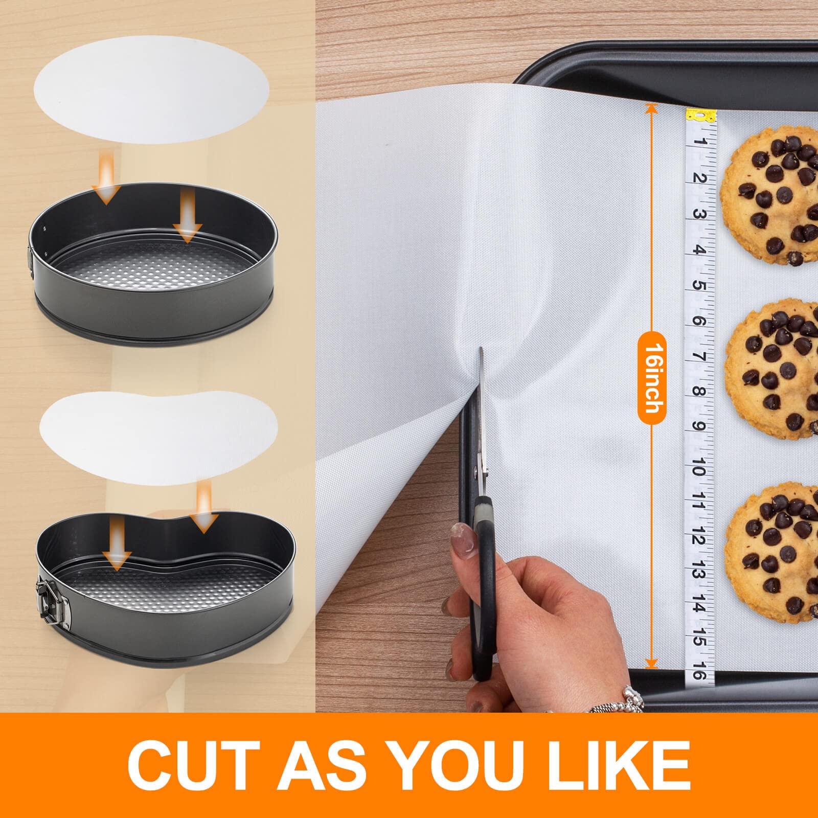 Silicone Baking Mat Roll -16IN x 10FT Non Stick Heat Resistant Food Grade Baking Mats, No Slip Reusable Freeze Dryer Mat,Pastry Mat,Countertop Protector Mat, Washable Oil-Proof Refrigerator Liners