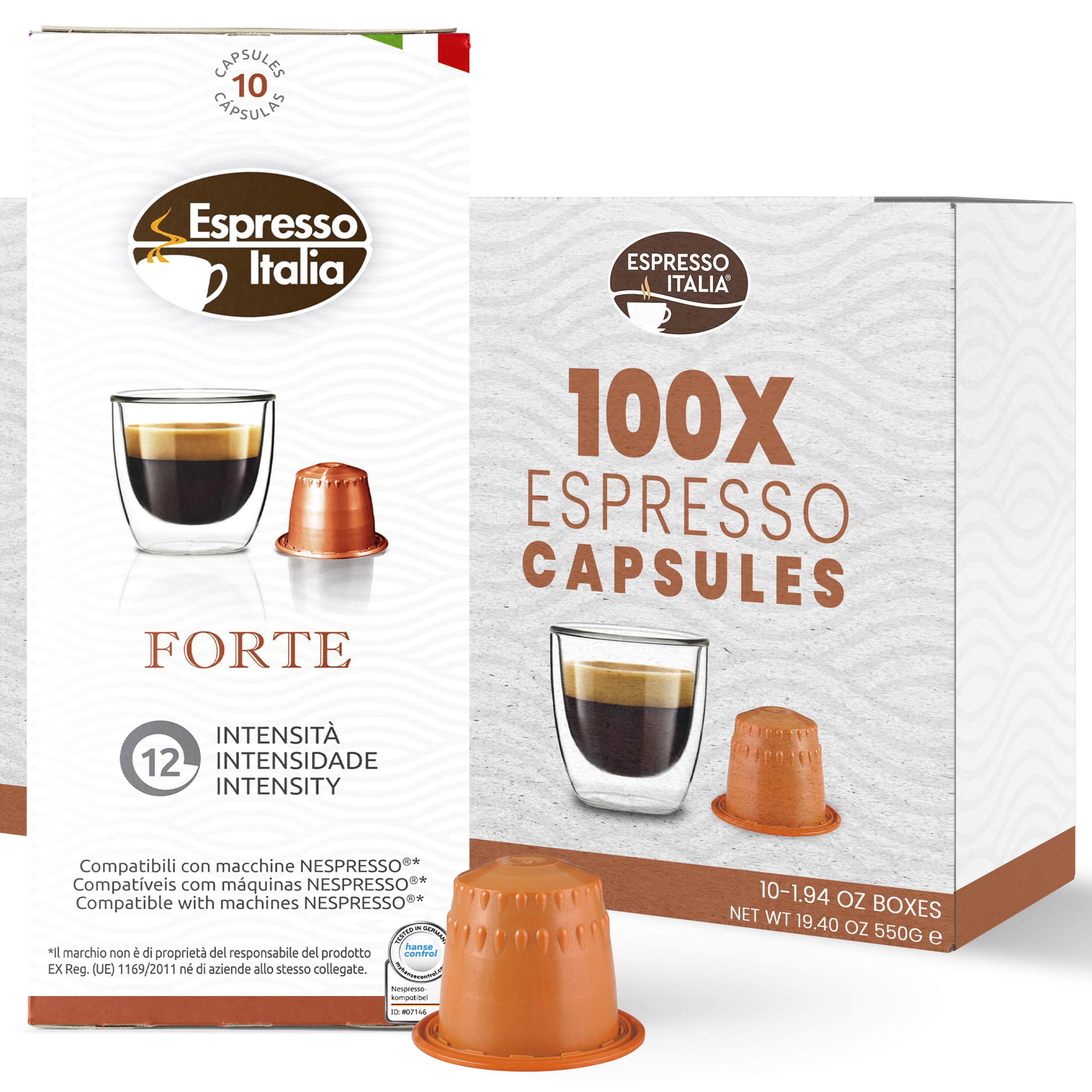 Nespresso Compatible Coffee Pods 100ct Dark Roast Forte | Espresso Italia