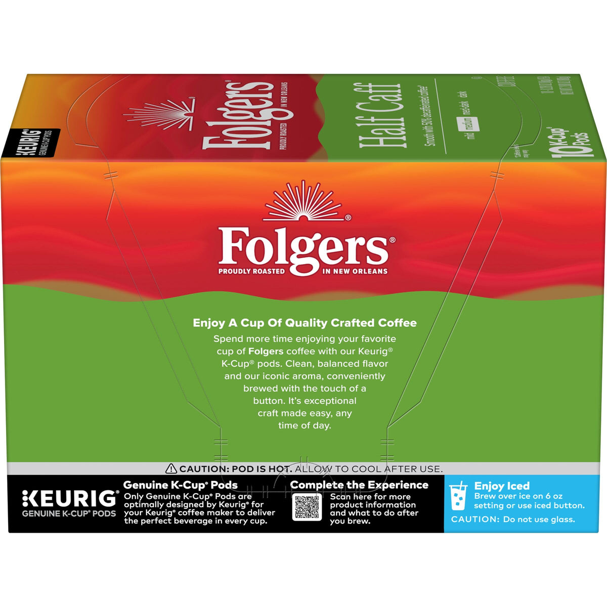 Folgers Half Caff Coffee, Medium Roast, Keurig K-Cup Pods, 60 Count