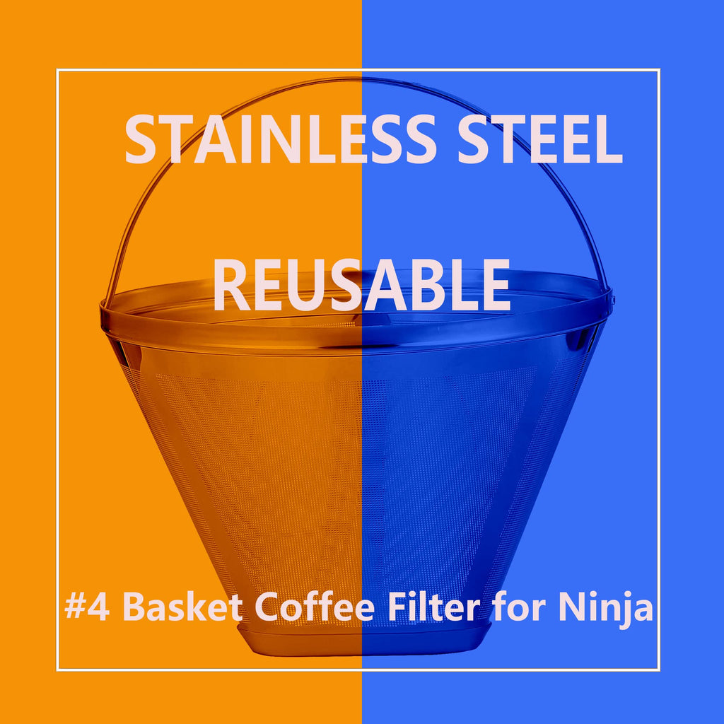 MJULY Reusable #4 Cone Coffee Filters for Ninja Dual Brew Pro Coffee Makers,Compatible with Ninja CFP301 CFP201,8-12 Cup Stainless Steel Basket