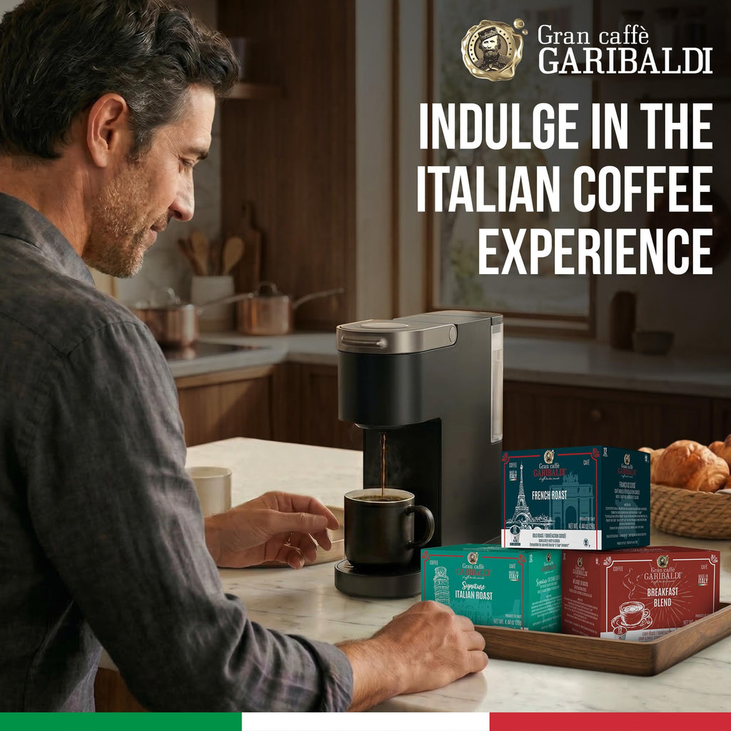 Caffè Garibaldi French Roast Coffee Pods, Dark Roast, 12 Count K Cups
