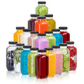 umud Juice Bottles with Lids, 16 Oz - Set of 20 - Clear Glass Jars with Caps - Reusable Empty Drink Containers for Juicing, Smoothies, Water, Milk, Kombucha Storage, Wellness Shots and More (20)