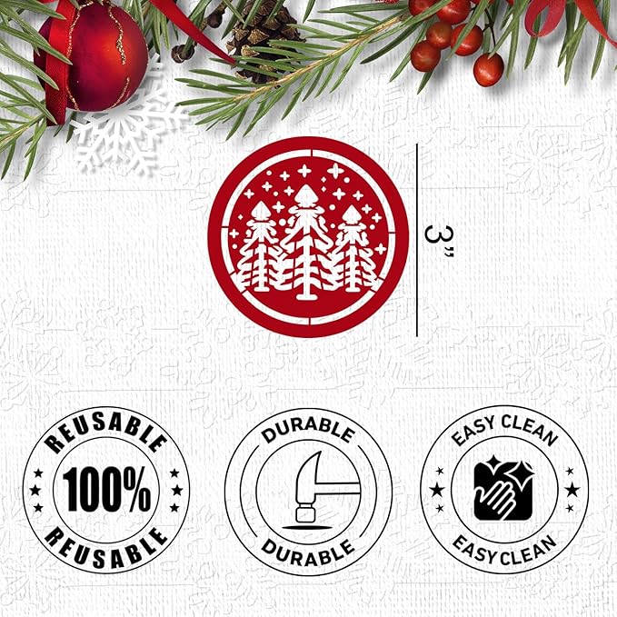 Christmas Stencils for Crafts Reusable 3" Small Holiday Stencils
