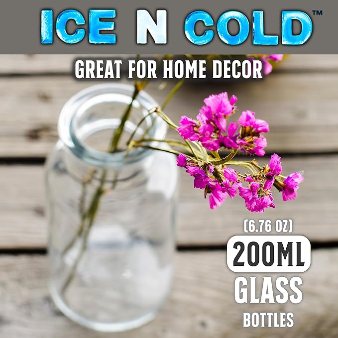 6.76 oz / 200ml Vintage Glass Bottle with Leakproof Clear Lid, Reusable & Eco-Friendly – Ideal for Milk, Juices, Smoothies, Infused Water, BPA-Free Glass Bottle (6-Pack)