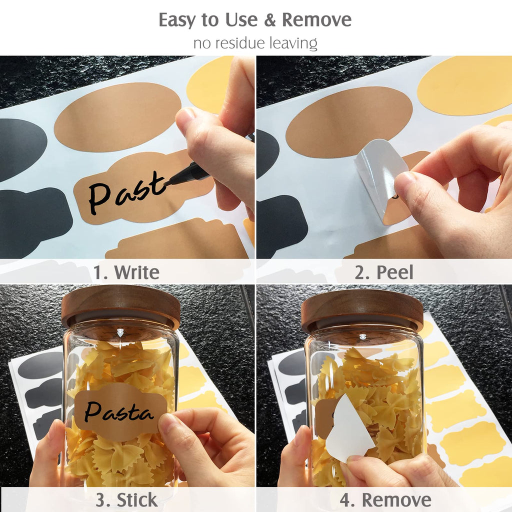 108pcs Colored Chalkboard Sticker Labels for Jars,Waterproof Removable Write-on Labels for Organizing Your Food Containers Mason Jars Spice Bottles Cannings Canisters Storage Bins,2 Markers Included