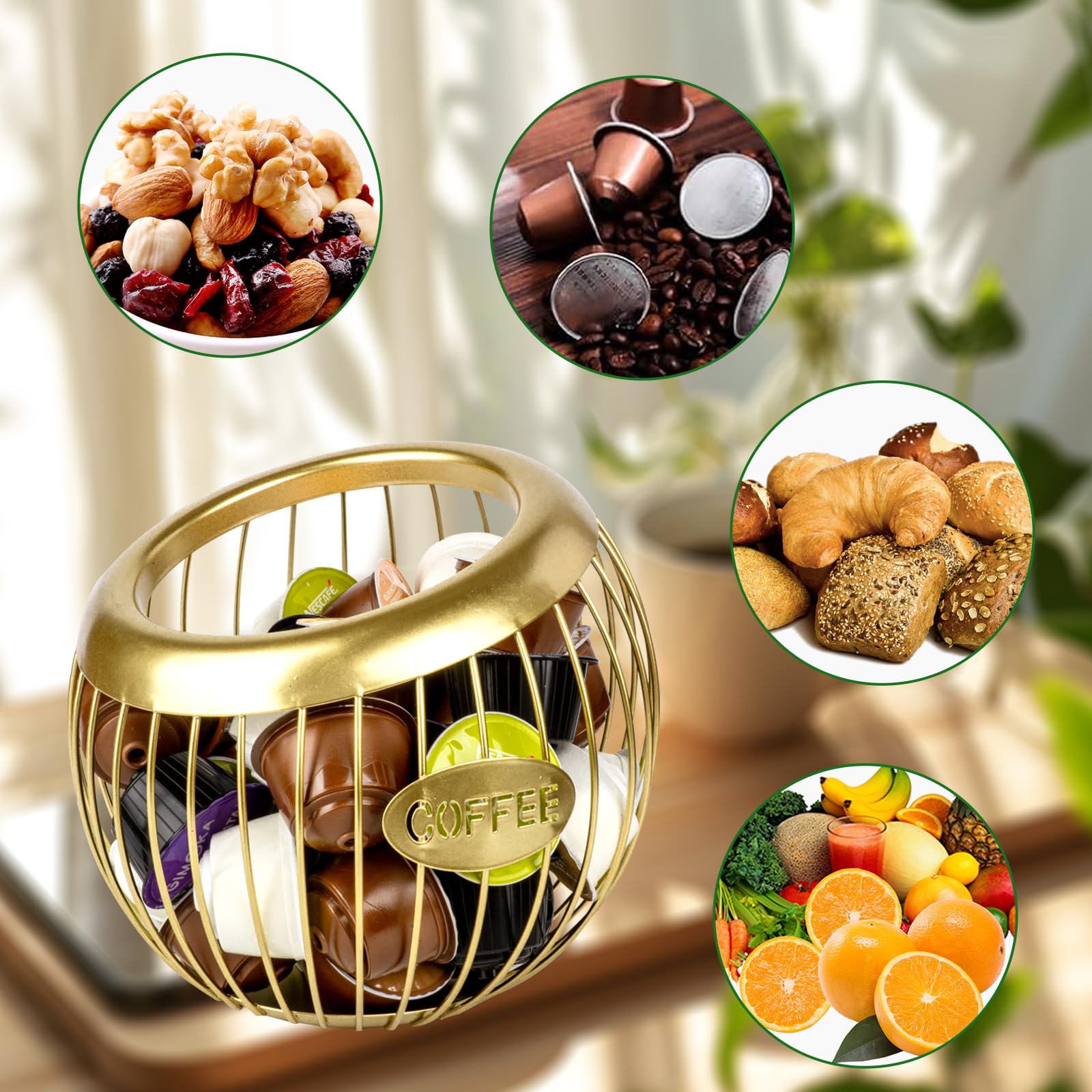 Guolich Stainless Steel Cup Coffee Basket pods holder Sturdy for Home or Office Kitchen Counter Organizer Espresso Capsule (GLOD)
