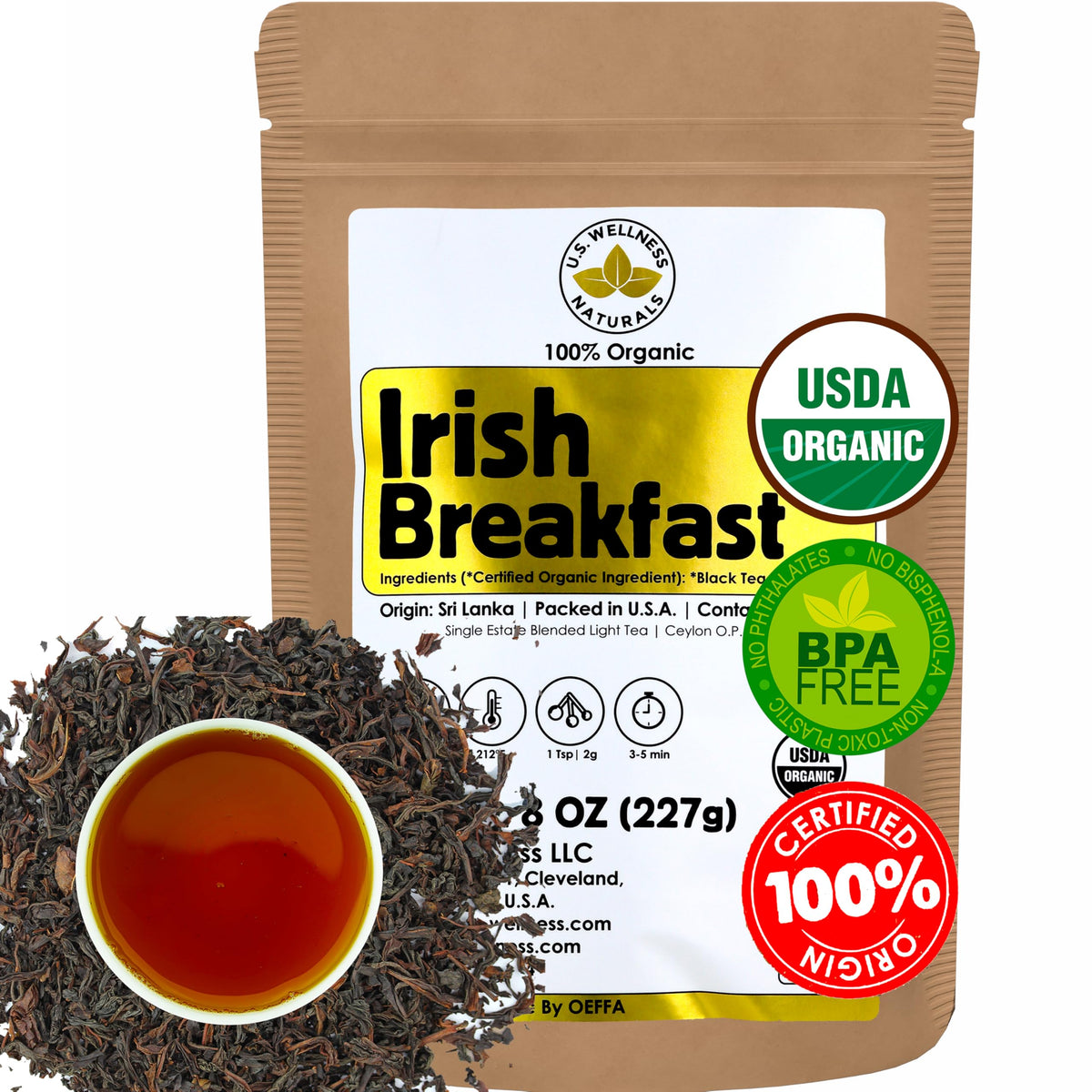 Lemon Balm (Herbal Tea): (Melissa Officinalis Caffeine Free) - Balm Leaf (Cut and Sifted), 1lb (16Oz) U.S. Wellness Bulk Tea