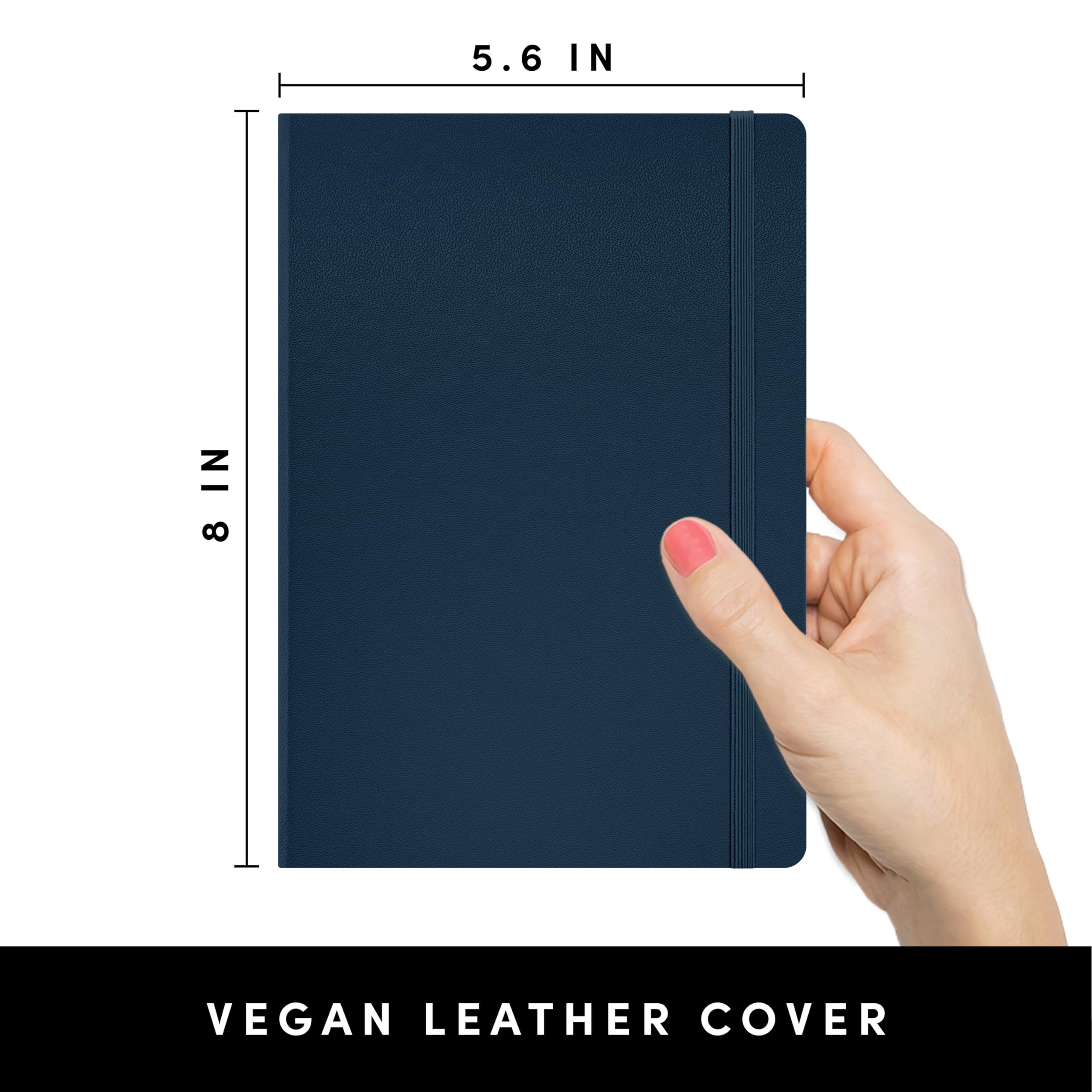 PAPERAGE Graph Paper Journal Notebook, (Navy), 160 Pages, Medium 5.6 in x 8 in - 100 GSM Thick Paper – Hardcover Grid Notebook for Work or School