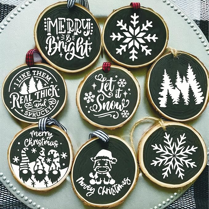 36 Pcs Small Christmas Stencils for Painting on Wood 3 Inch Reusable Christmas Ornament Stencil for Crafts Wood Card Paper Fabric (36 Christmas)