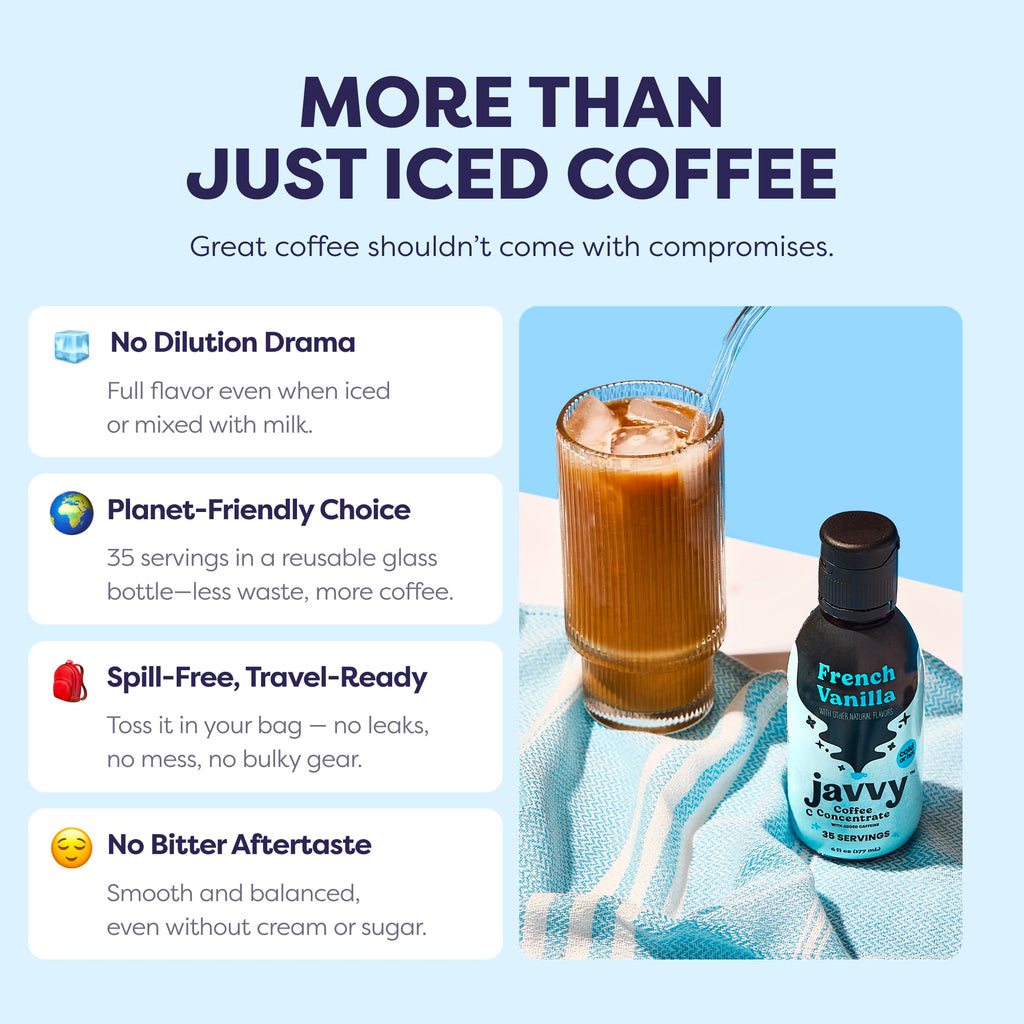 Javvy Cold Brew Coffee Concentrate Instant Coffee, Vanilla