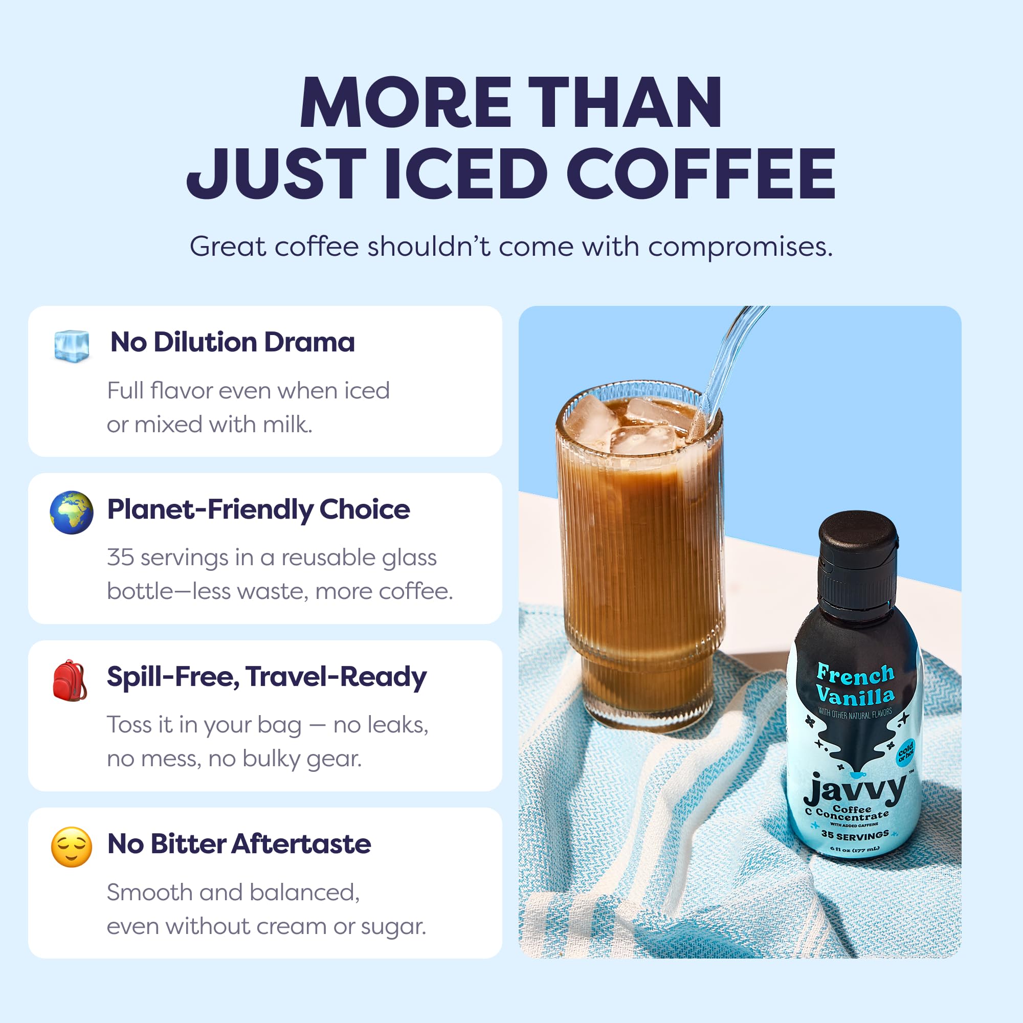 Javvy Cold Brew Coffee Concentrate Instant Coffee, Vanilla