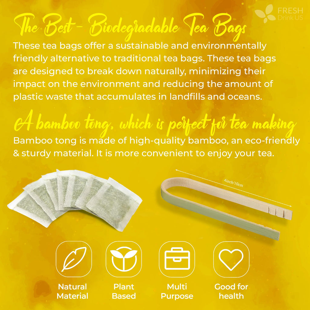 FreshDrinkUS, Premium Mullein Leaf Tea - 10 Bags, 100% Natural & Pure. Made with Eco-Conscious Tea Bags. No Sugar, No Caffeine, No Gluten, Vegan.