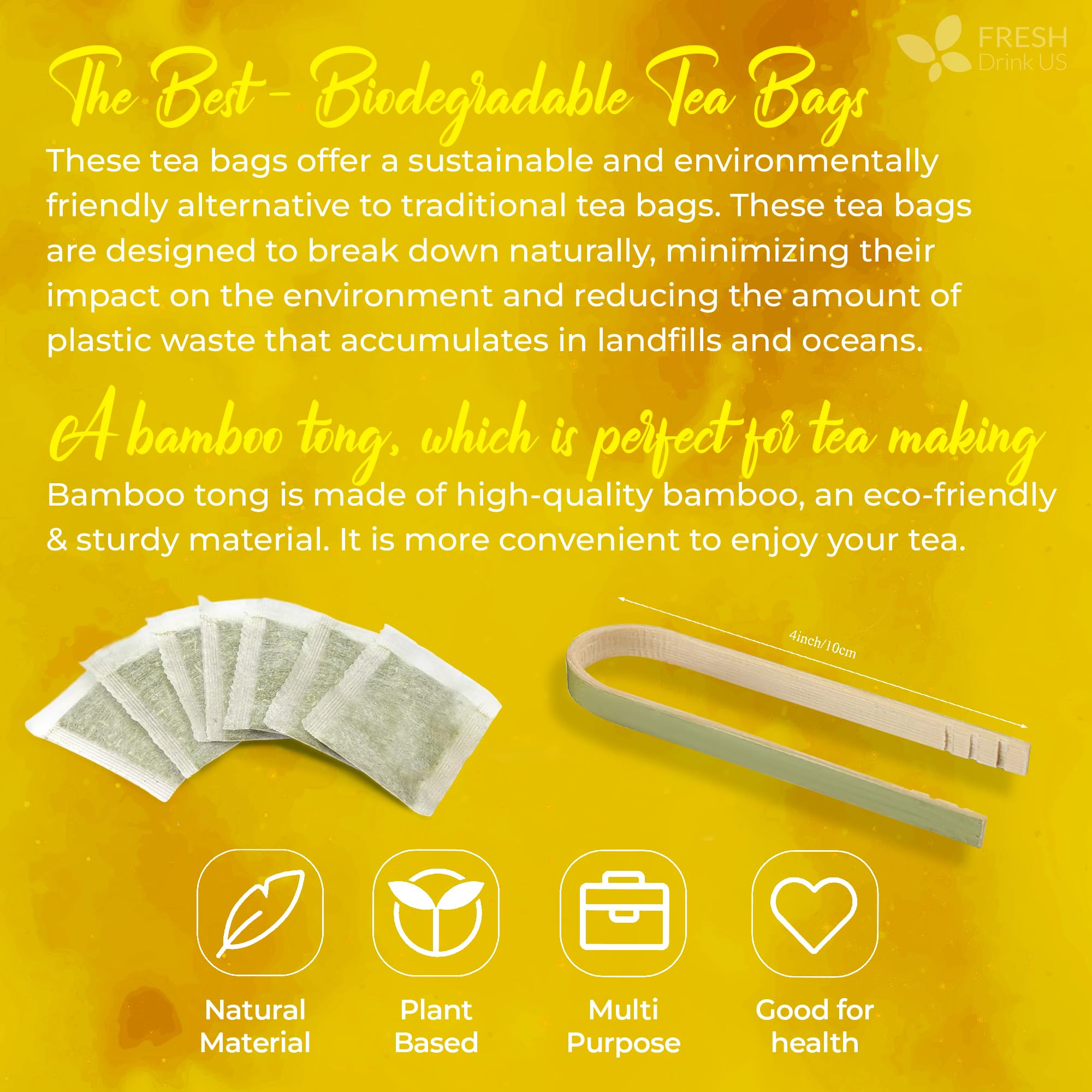 FreshDrinkUS, Premium Mullein Leaf Tea - 10 Bags, 100% Natural & Pure. Made with Eco-Conscious Tea Bags. No Sugar, No Caffeine, No Gluten, Vegan.