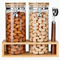 KKC Nut Storage Containers with and Scoops, 2 Pack (50 oz / 1.5L) - Glass Nut Jars with Bamboo Lids, Kitchen Counter Nut Storage for Almonds Cashews Walnuts