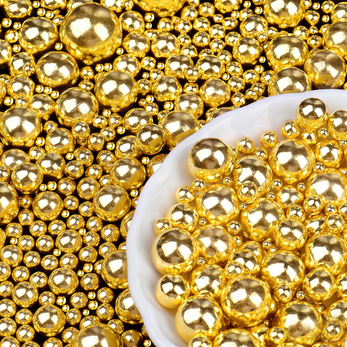 Black Pearl Sprinkles for Cake Decorating, 6 Sizes Edible Pearls Sugar