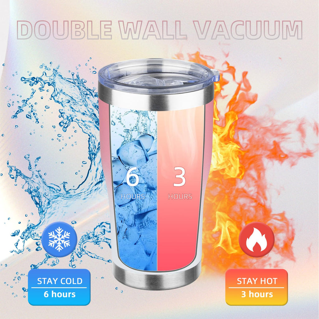 MEZMUT 20oz Insulated Tumbler with Lid Straw Travel Coffee Mug (Pink/White)