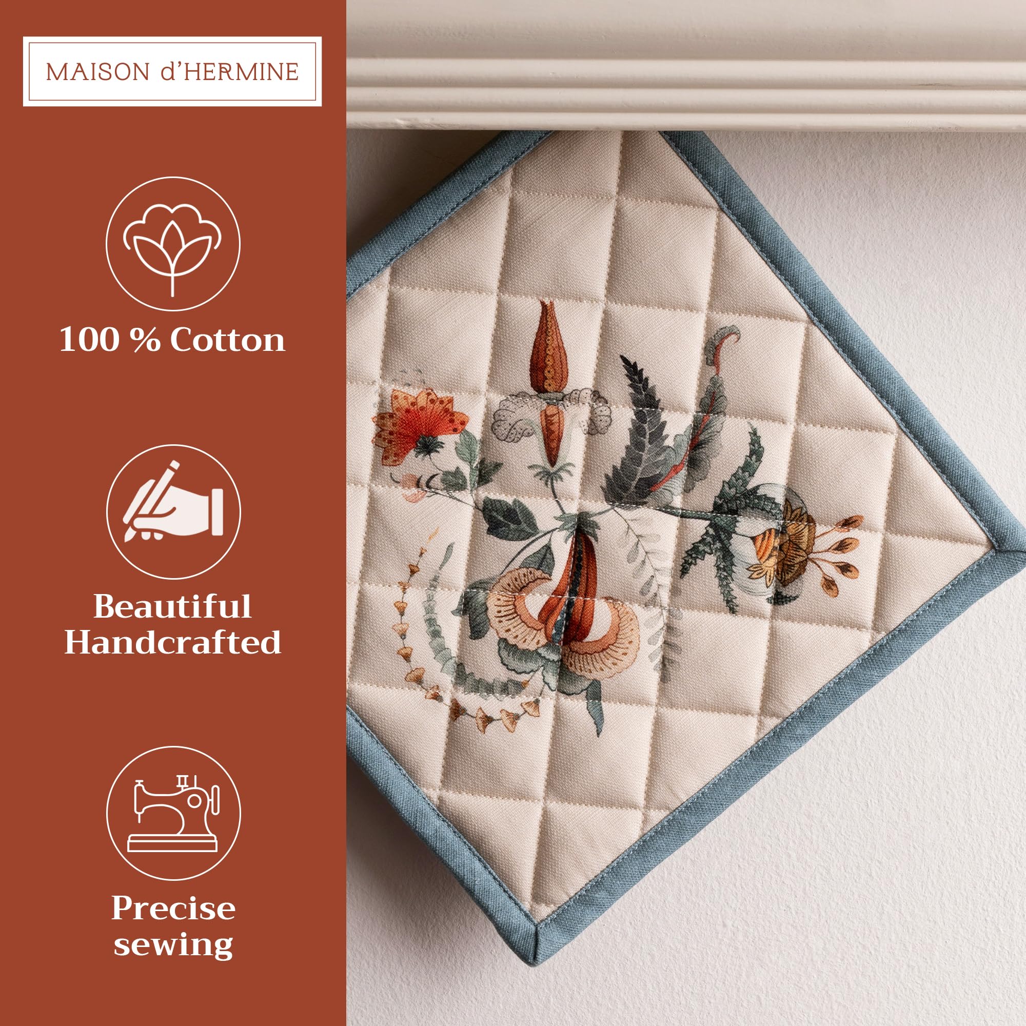 Maison d' Hermine Pot Holders 100% Cotton Potholders (8" x 8", Pack of 1)