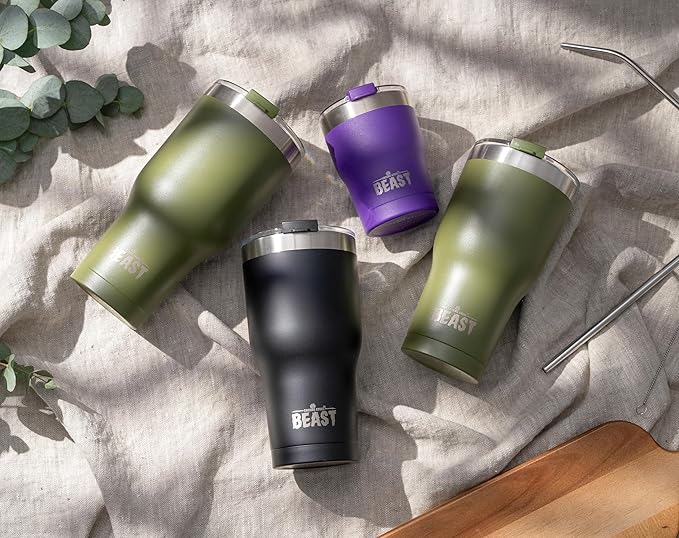 Beast 40 oz Tumbler Stainless Steel Vacuum Insulated Coffee Ice Cup Double Wall Travel Flask (Army Green)