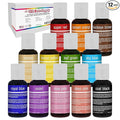 U.S. Cake Supply 12 Color Cake Food Coloring Liqua-Gel Decorating Set - .75 fl. Oz. (20ml) Bottles Primary Colors