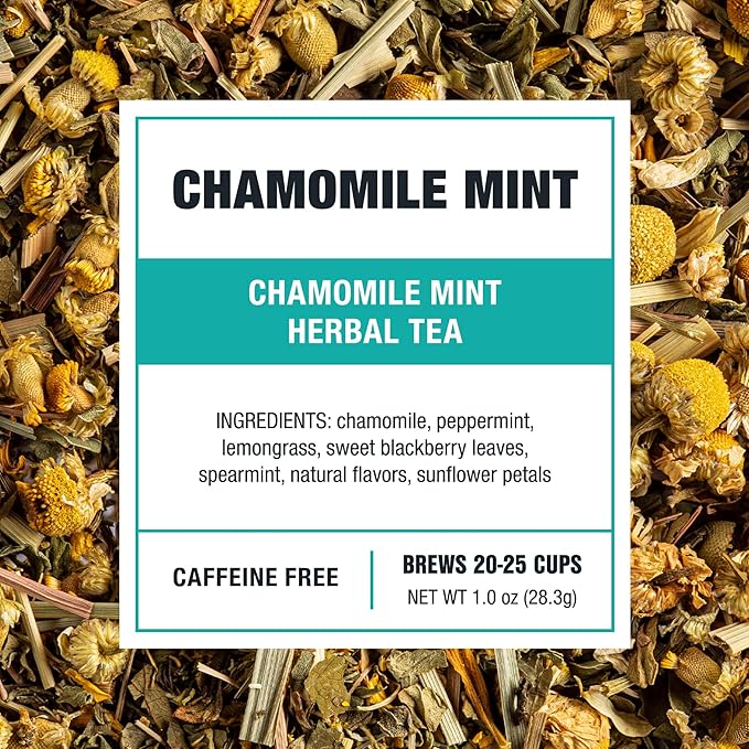 Tiesta Tea - Chamomile Mint, Loose Leaf, Chamomile Mint Herbal Tea, Premium Blend, Caffeine-Free Herbal Drink, Makes Hot or Iced & Up to 25 Cups, 1oz Resealable Pouch