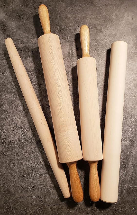 Frieling Crafted in the USA Maple Rolling Pin with Handles - Classic Rolling Pin for Baking - 2.4 x 12-Inch Barrel - Dough Roller
