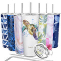 THILY Stainless Steel Vacuum Insulated Tumbler Travel Mug 26 oz Coffee Cup with 2 Lids and Straws, Splash Proof, Keep Ice Drinks Cold, Sea Turtle