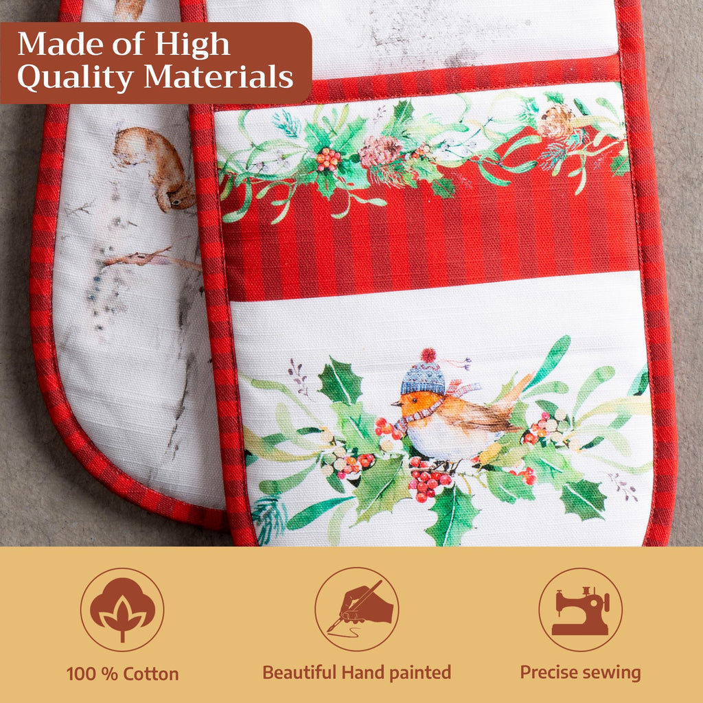 Maison d' Hermine Double Oven Mitts 100% Cotton Double Oven Glove (7"x35")